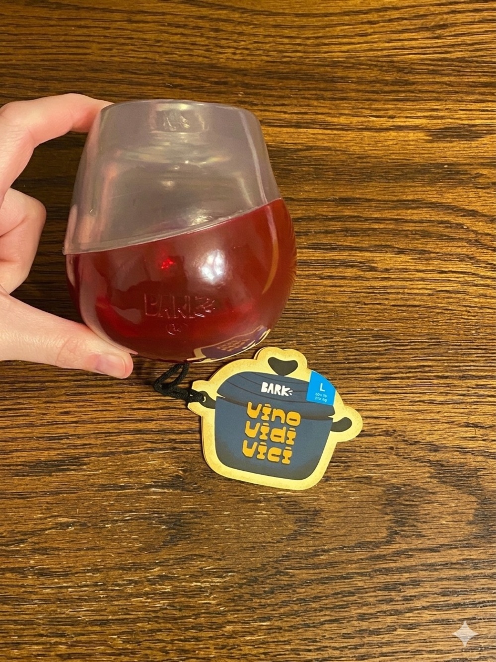 Bark Vino Vidi Vici Dog Toy Red & Clear Large